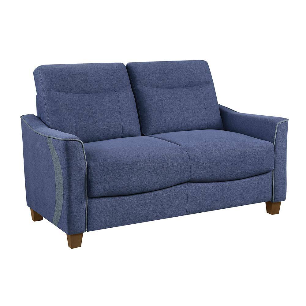 Welwyn 57 in. W Blue Textured Fabric Loveseat 9236BU2 The Home Depot