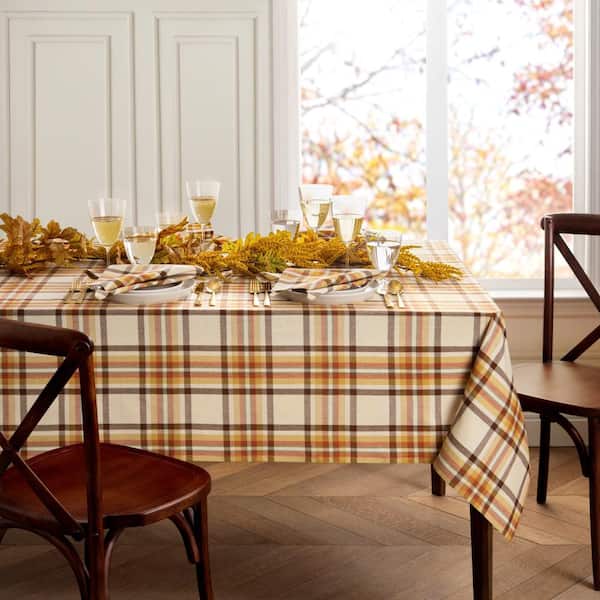Russet Harvest Woven Plaid Tablecloth, Multicolor - 52"W x 70"L