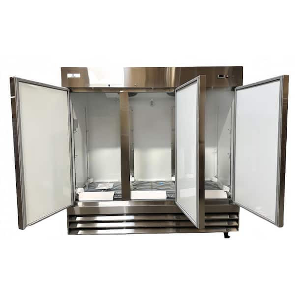 81 in. W 72 cu. ft. NSF Commercial Auto Defrost 3-Door Reach in Upright Freezer in Stainless Steel