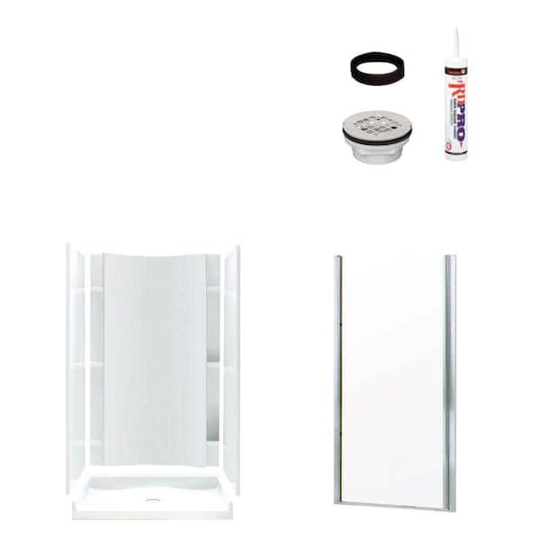 STERLING Accord 36 in. x 42 in. x 77 in. Shower Kit with Shower Door in White/Chrome-DISCONTINUED