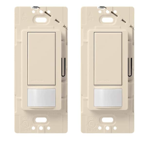 Lutron Maestro Motion Sensor Switch, 2 Amp/Single-Pole, Light Almond (MS-OPS2H-2-LA) (1-Pack)