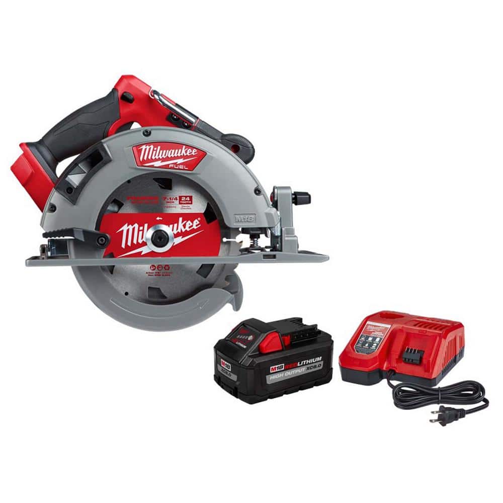 Milwaukee M18 FUEL 18V Lithium-Ion Brushless Cordless 7-1/4 in. Circular Saw  with 8.0 Ah Starter Kit 2732-20-48-59-1880 The Home Depot
