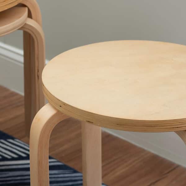 Skelly Stackable 18 in. Natural Backless Wood Stool (Set of 4)