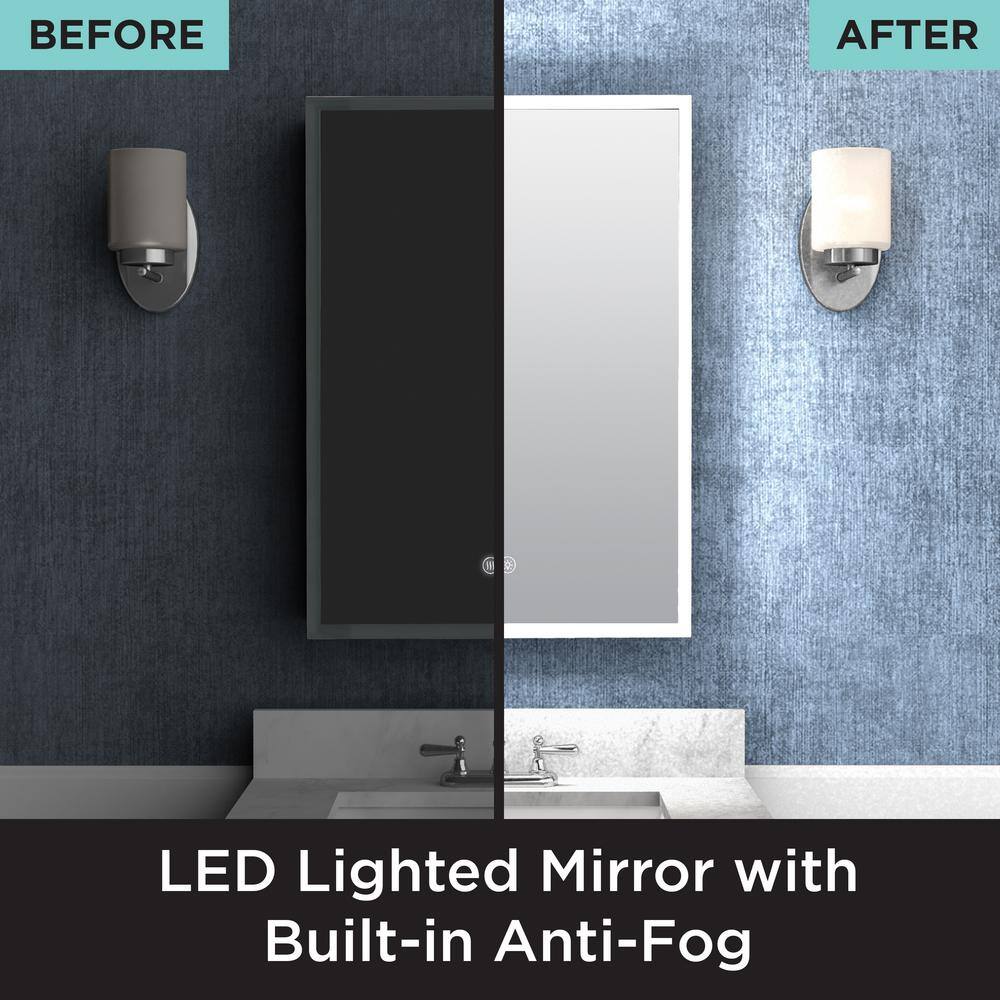Designer Series Aluminum LED Lighted Medicine Cabinet with Mirror