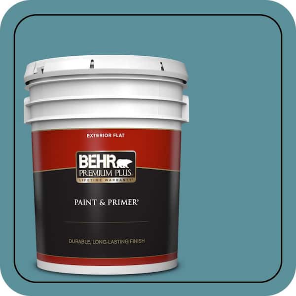 BEHR PREMIUM PLUS 5 gal. Home Decorators Collection #HDC-AC-23A Cabana Blue Flat Exterior Paint & Primer