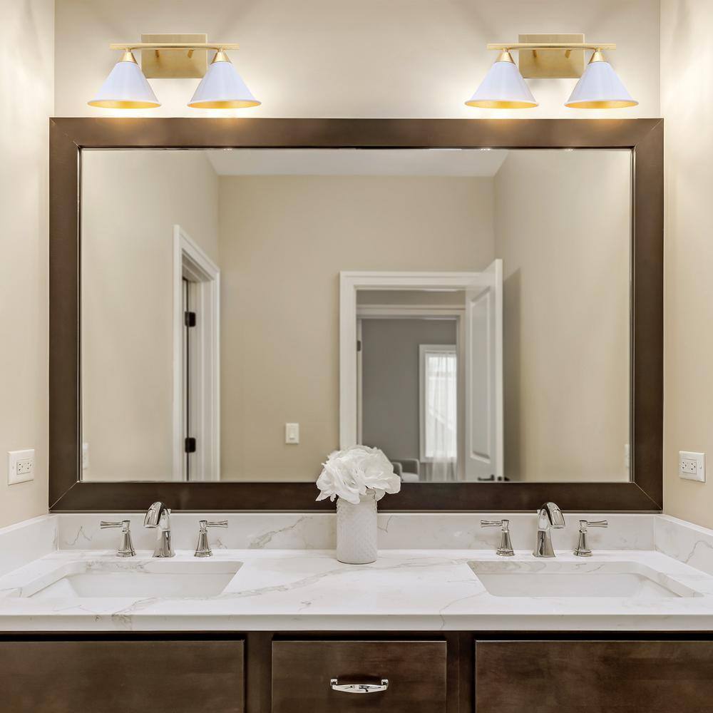 Yvette 16'' White and Gold Metal Vanity Sconce
