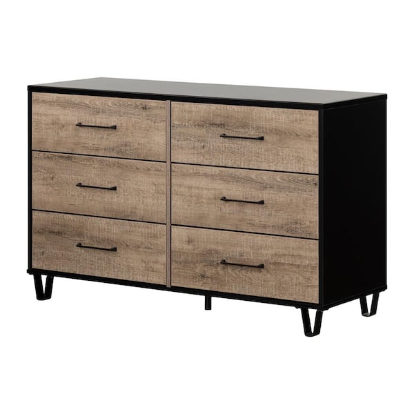 South Shore Arlen Weathered Oak and Matte Black 51.25 in. Dresser