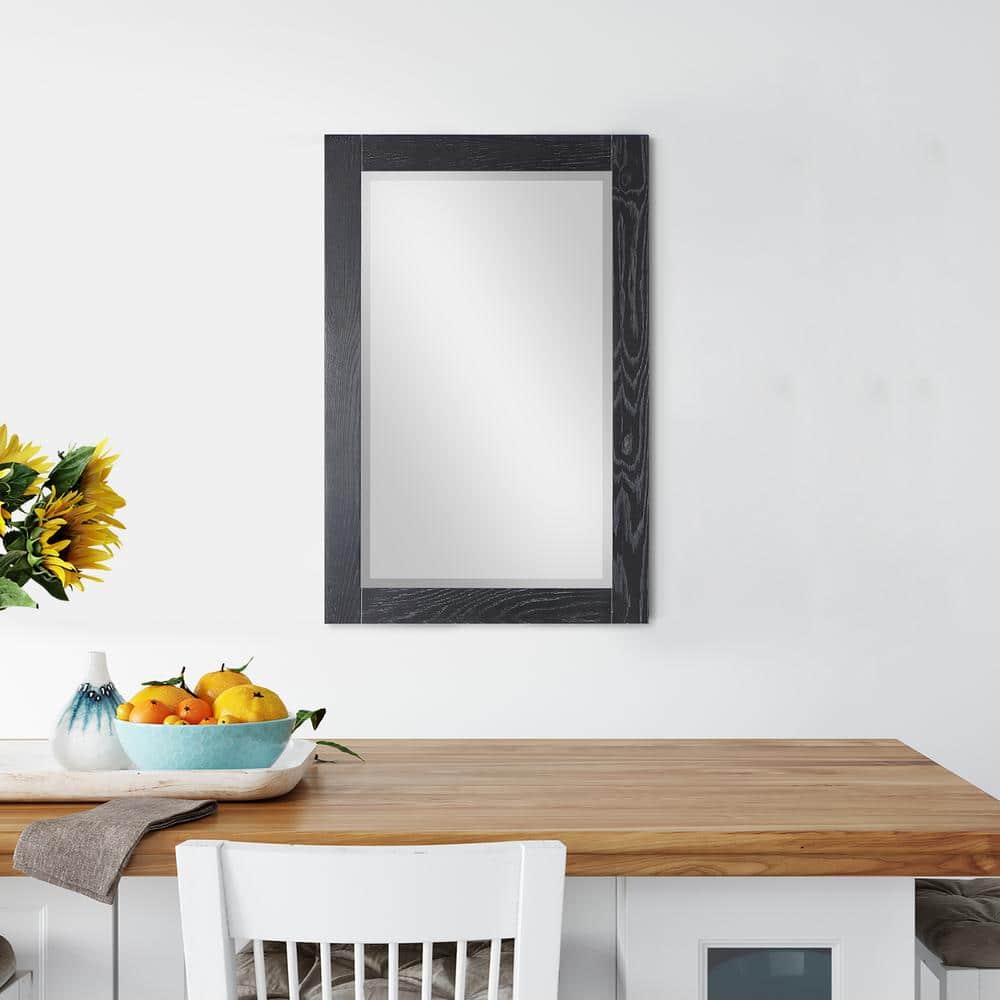 Ivy Black Oak Rectangular Wood Framed Wall Mirror