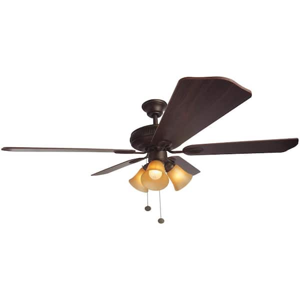 LED Indoor Oil-Rubbed Bronze Ceiling Fan with Light Hampton Bay Glendale 52 in 