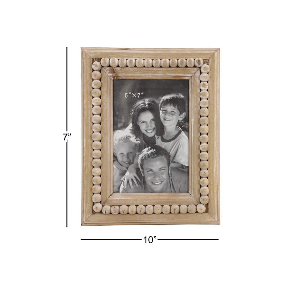 Light Brown Beaded Wood 5x7 Photo Frame