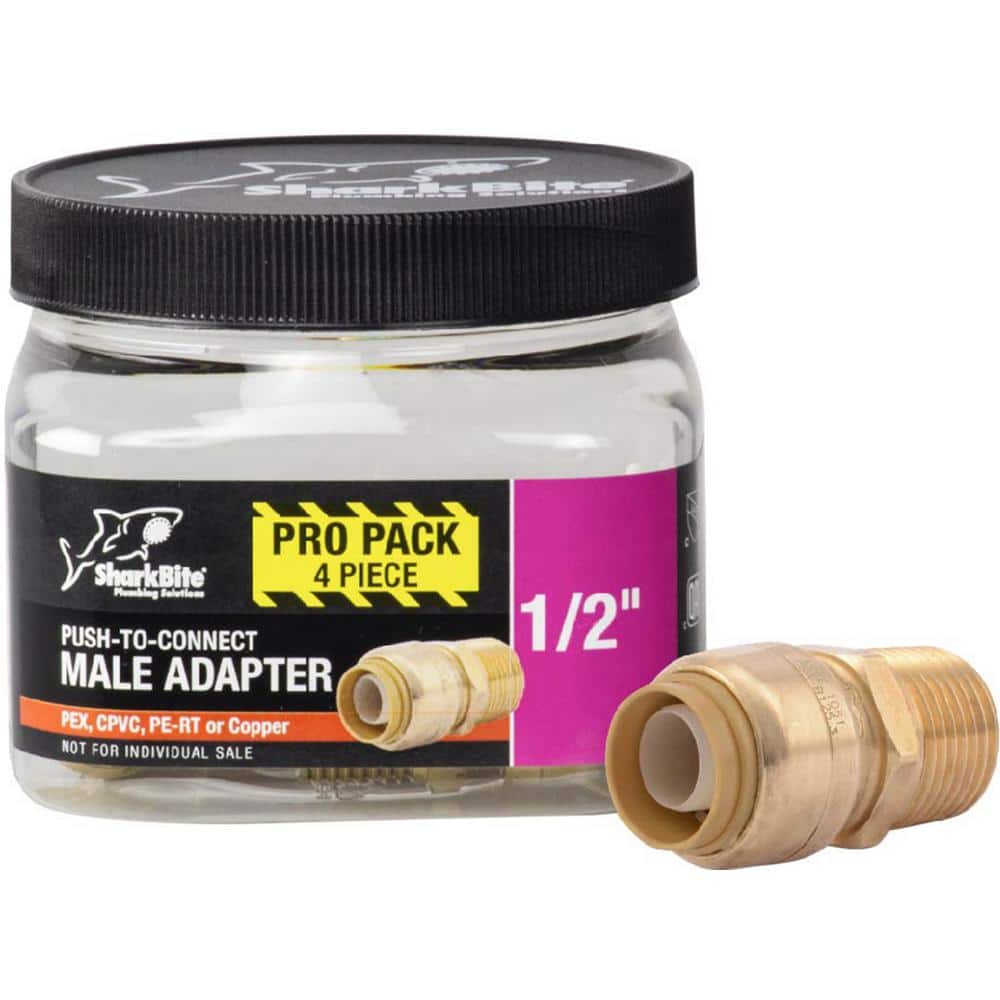 SharkBite - 1/2 in. Push-to-Connect x MIP Brass Adapter Fitting Pro Pack (4-Pack)