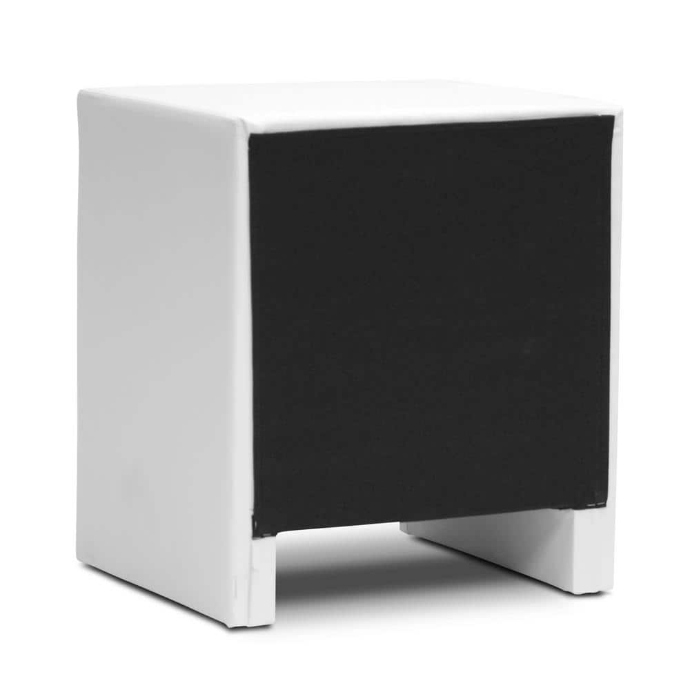 Sleek White Faux Leather 2-Drawer Contemporary Nightstand