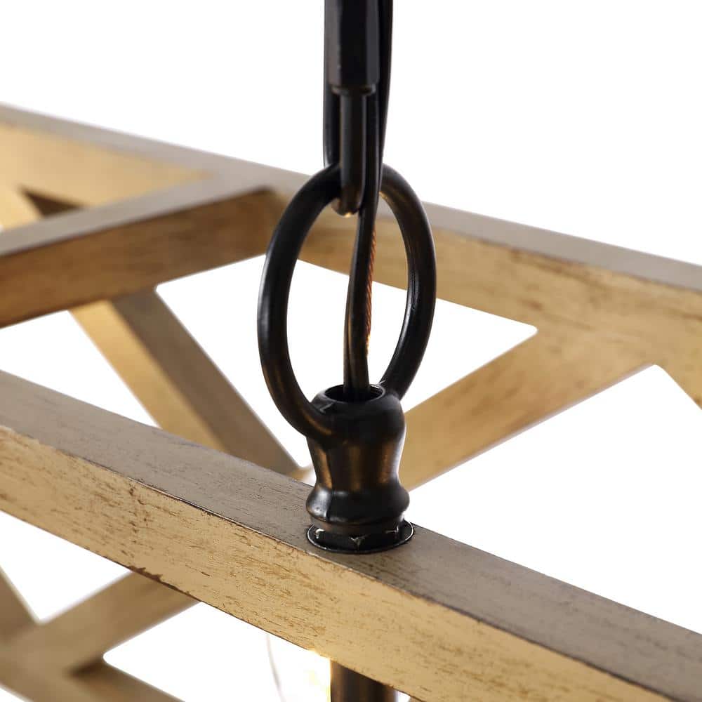 Modern Black 36" LED Farmhouse Pendant with Wood Accents