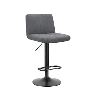 42 in. Gray Low Back Metal Frame Bar Stool with Fabric Seat