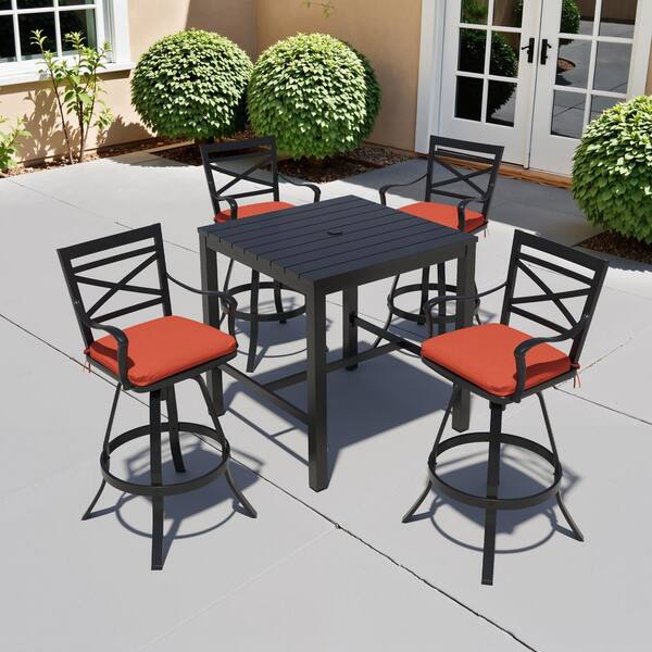 Crestlive Products 5-Piece Square Aluminum Outdoor Dining Set with