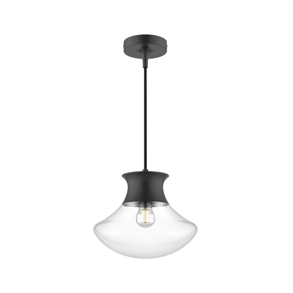 Marcel Matte Black and Clear Glass Outdoor Pendant Light