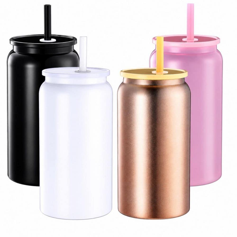 4-Pack Stainless Steel Insulated Can Tumbler Cups 16 oz. with Acrylic Lids and Straws for Beer Iced Tea price history on PriceWatchPro