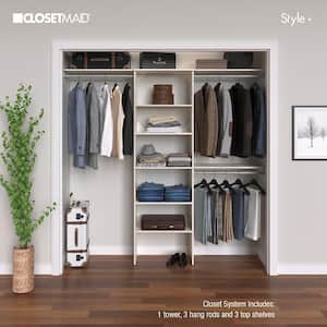 Style+ 73.1 in W - 121.1 in W Bleached Walnut Basic Floor Mount Wood Closet System Kit