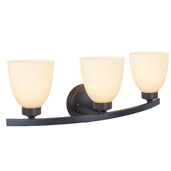 3-Light Satin Nickel Vanity Light with Frosted Glass Shade