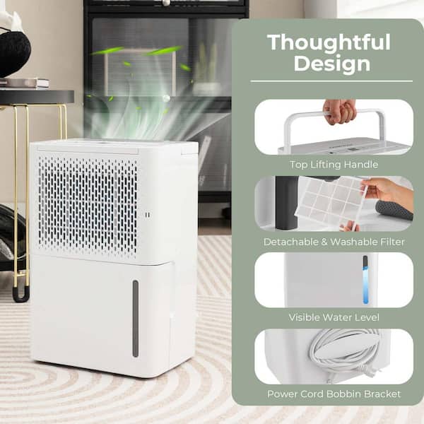 Costway 1750 sq. ft. 32-Pints Dehumidifier with Auto Defrost and 24H Timer  Drain Hose ES10103US-WH - The Home Depot