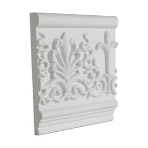 1 in. x 7-1/16 in. x 6 in. Long Decorative Leaves Polyurethane Frieze Panel Moulding Sample