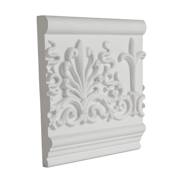 American Pro Decor 1 in. x 7-1/16 in. x 6 in. Long Decorative Leaves Polyurethane Frieze Panel Moulding Sample