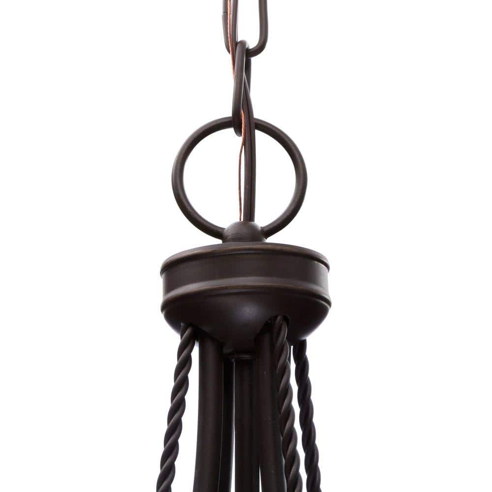 Antique Bronze Seeded Glass 3-Light Pendant