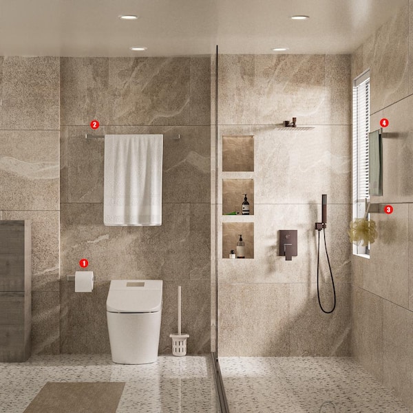 Modern 4-Piece Bath Hardware Set with Mounting Hardware in Brushed Nickel