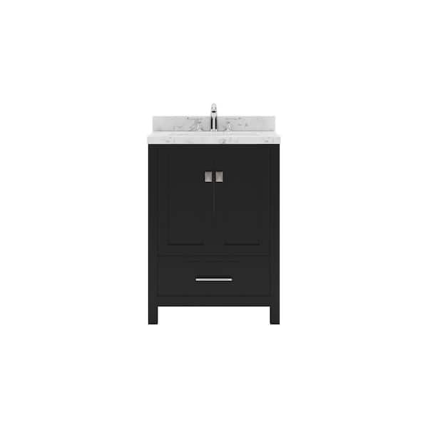 Virtu USA Caroline Avenue 24 in. W x 22 in. D x 35 in. H Single Sink Bath Vanity in Espresso with Quartz Top