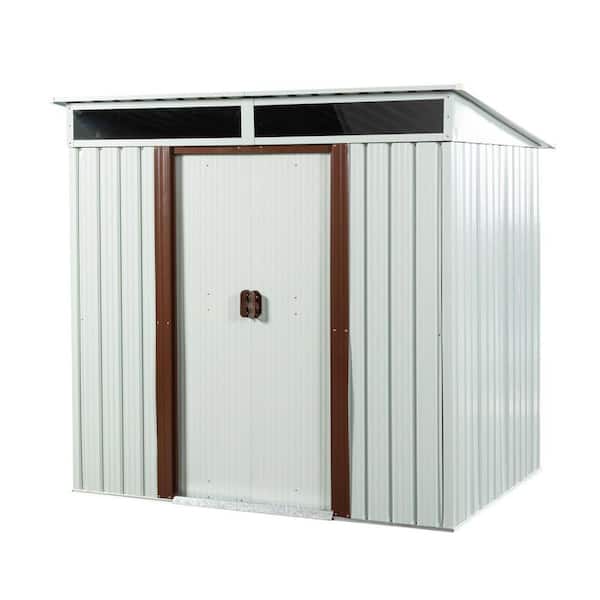 White 6 x 5ft. Outdoor Metal Storage Shed, Large Tool Storage with Double Doors for Garden (30 sq. ft. )