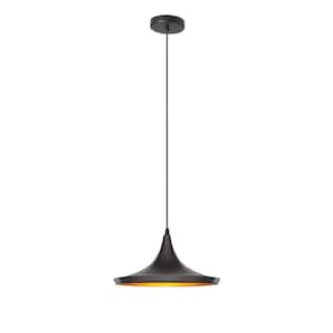 Helsinki 1-Light Matte Black Pendant with Metal Shade