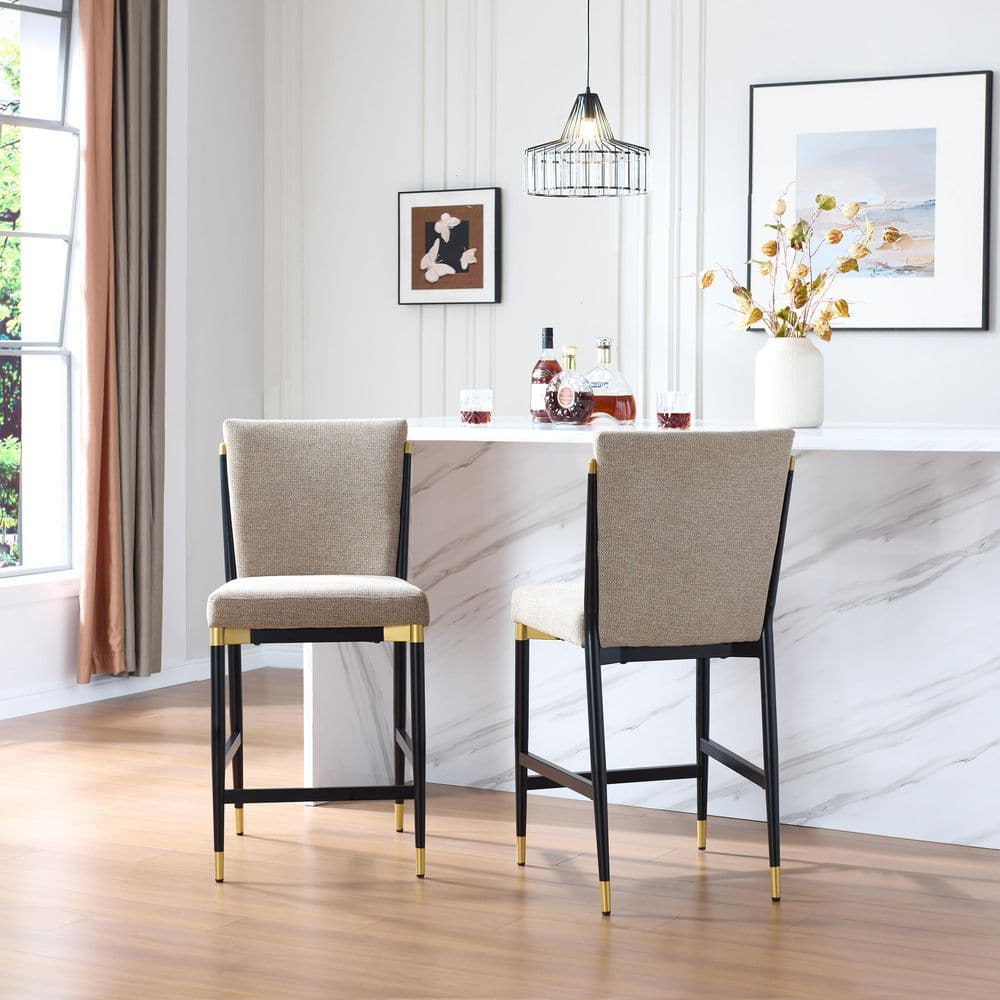 Rebecca 40 in. H Black+Brown Fabric Upholstered Metal Couter Bar Stools (Set of 2) price history on PriceWatchPro