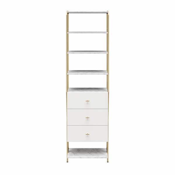 CosmoLiving by Cosmopolitan Gwyneth 24 in. W Wall Mount Wood Closet System Closet, White Marble