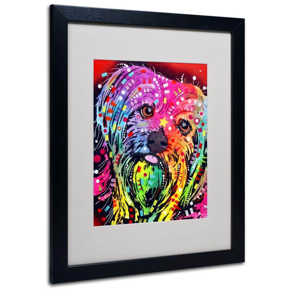 Vibrant Yorkie Pop Art Canvas Print in Black Frame