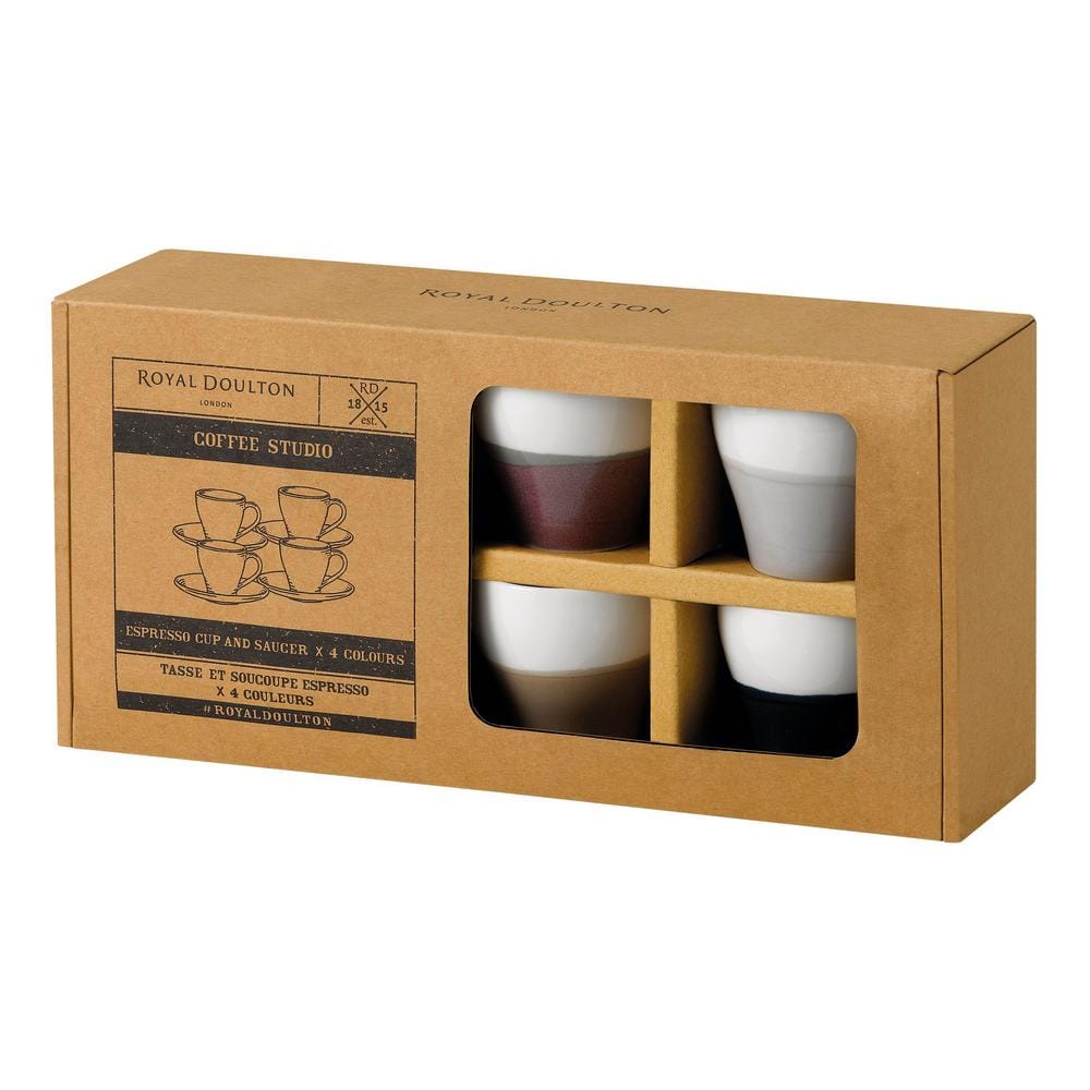 Mixed Colors Ceramic Espresso Cups and Saucers Set, 4 Count