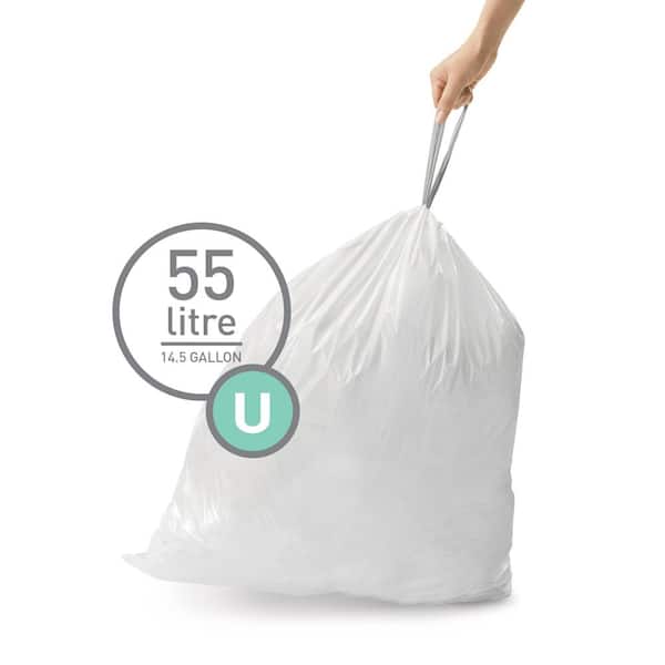 55 Liter Code U Custom-Fit Kitchen Drawstring Trash Bag Liners (100 Ct. Dispenser Pack)