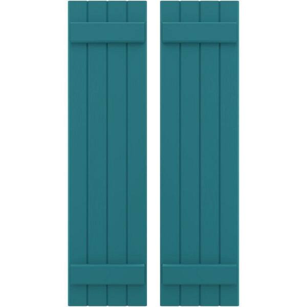 Ekena Millwork 14 in. W x 39 in. H Americraft 4-Board Exterior Real Wood Joined Board and Batten Shutters in Antigua