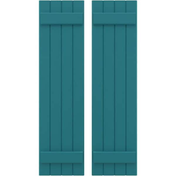 Ekena Millwork 14 in. W x 71 in. H Americraft 4-Board Exterior Real Wood Joined Board and Batten Shutters in Antigua