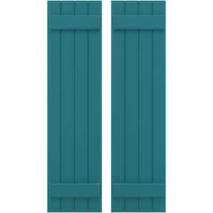 14 in. W x 77 in. H Americraft 4 Board Exterior Real Wood Joined Board and Batten Shutters Antigua