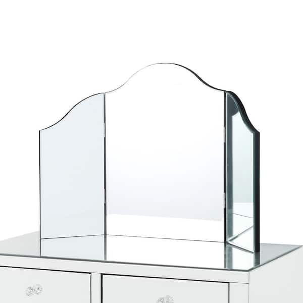Inspired Home Renee Frameless Modern, Tri Fold Vanity Mirror With Lights