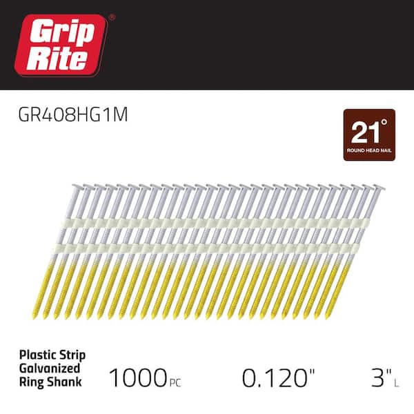 21° 3 in. Galvanized Framing Nails, Ring Shank, 1,000 Pc. 21° 3 in. Galvanized Framing Nails, Ring Shank, 1,000 Pc.