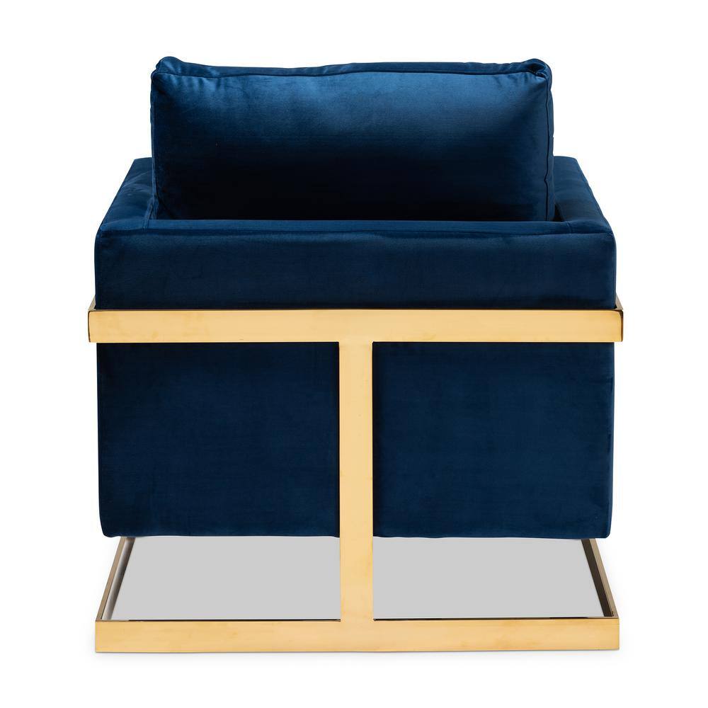 Luxurious Royal Blue Velvet & Gold Metal Accent Chair