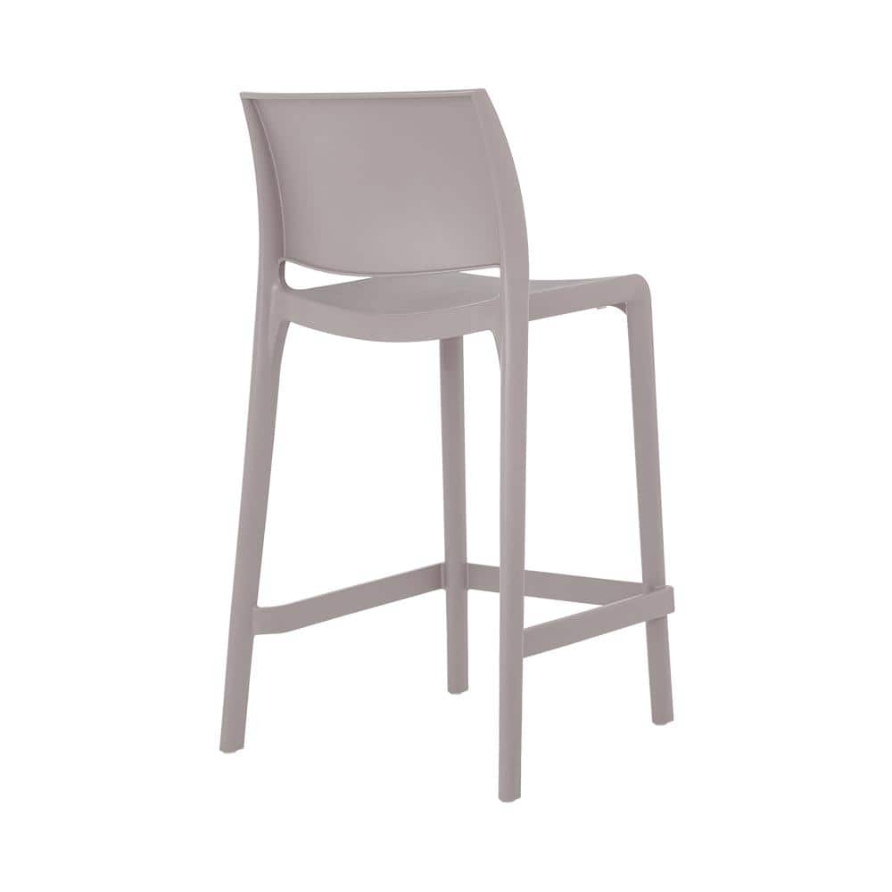 Taupe Climate Resistant Minimalist Stackable Counter Stools - Set of 2