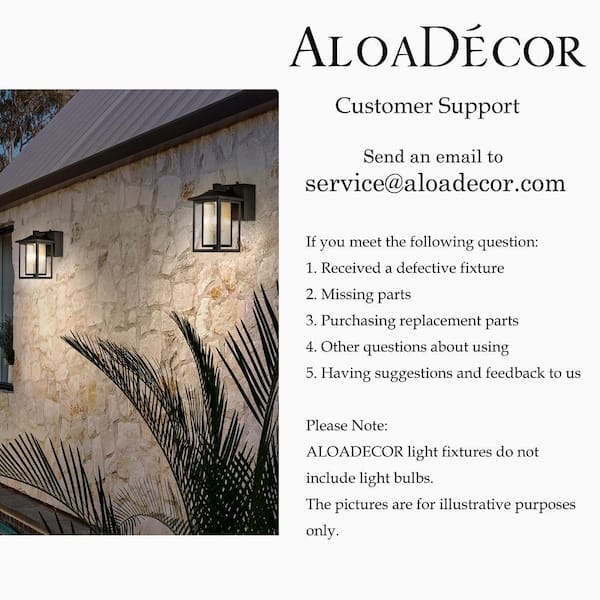 ALOA DECOR 1 Light Matte Black Dusk to Dawn Sensor Outdoor Wall