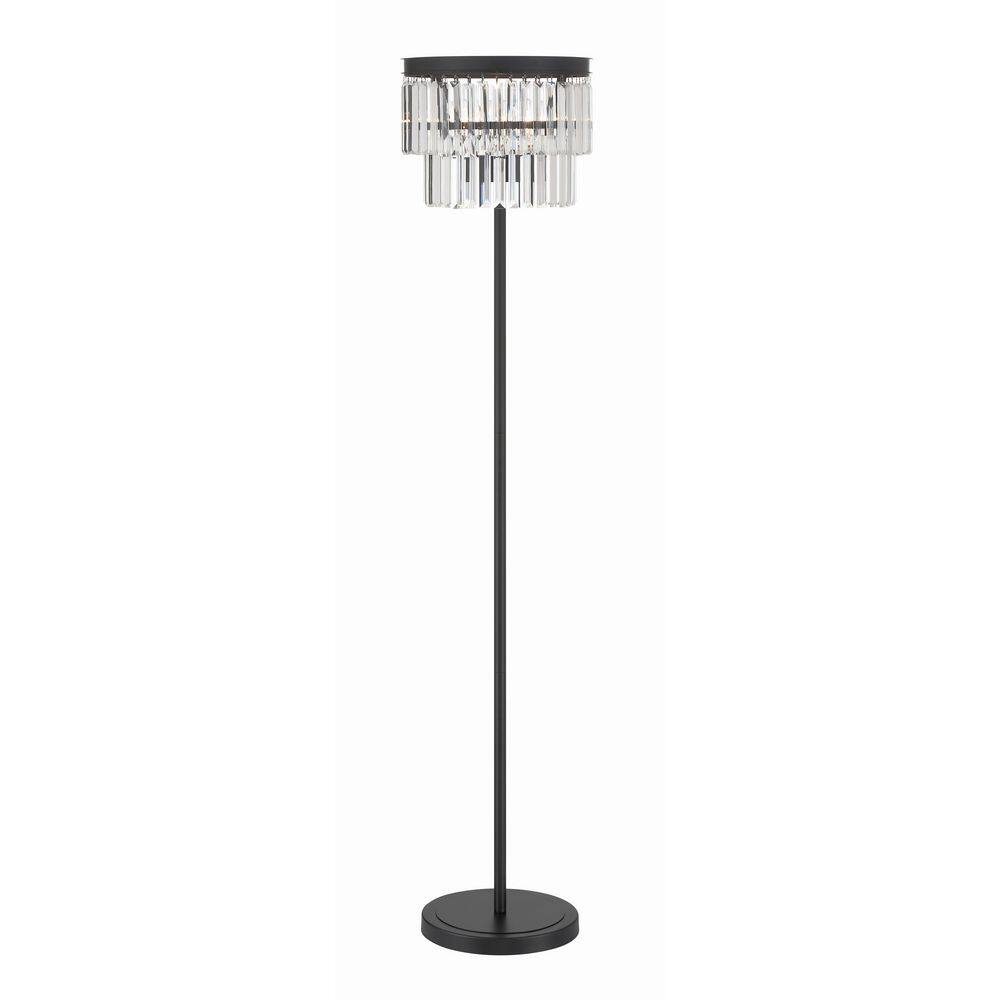 Hampton Bay North Falls 60 in. Black Floor Lamp with Crystal Shade