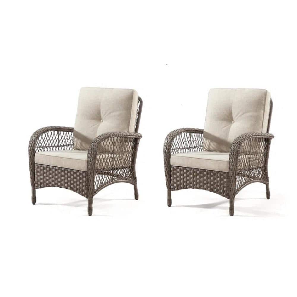 Wicker Outdoor Lounge Chair with Beige Cushion, Ergonomically Designed (2-Pack) price history on PriceWatchPro