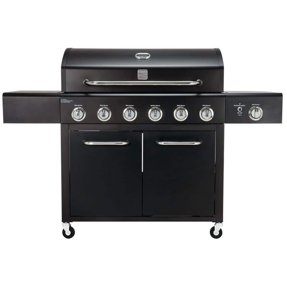 6-Burner Propane Gas Grill with Side Burner, 73,000 BTU Total Cooking Power, 819 Sq. In. Cooking Space, Black