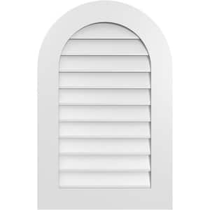 22 in. x 34 in. Round Top Surface Mount PVC Gable Vent: Decorative with Standard Frame