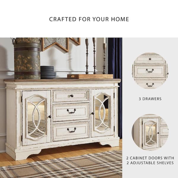 Signature DESIGN BY ASHLEY Realyn Vintage Antiqued White/Brown MDF