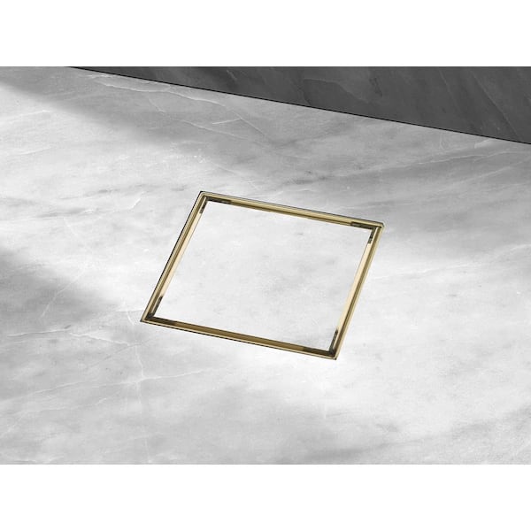 Elegante Drain Collection Tile Insert Cover 6 in x 6 in Gold Stainless Steel Shower Drain KD01A122 6 ZGP